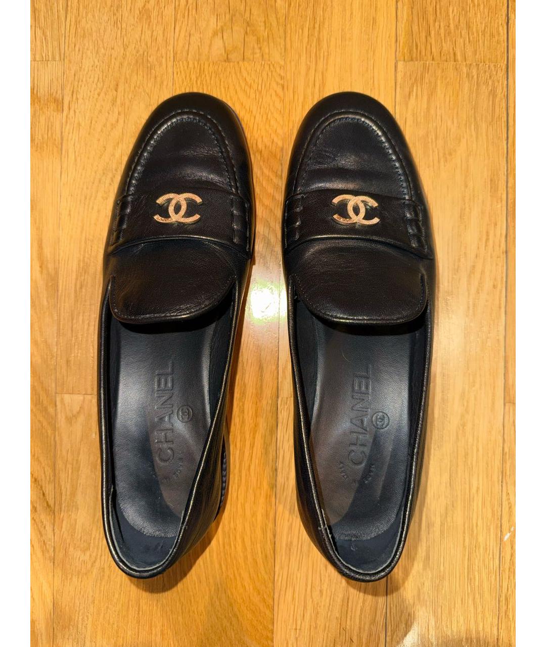 CHANEL Черные кожаные лоферы, фото 3