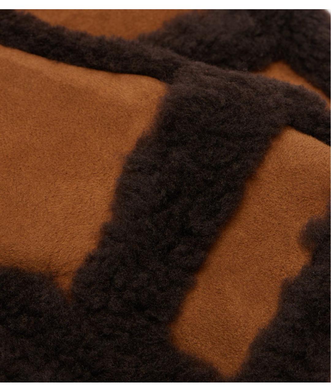 YVES SALOMON Коричневые кожаные варежки, фото 2