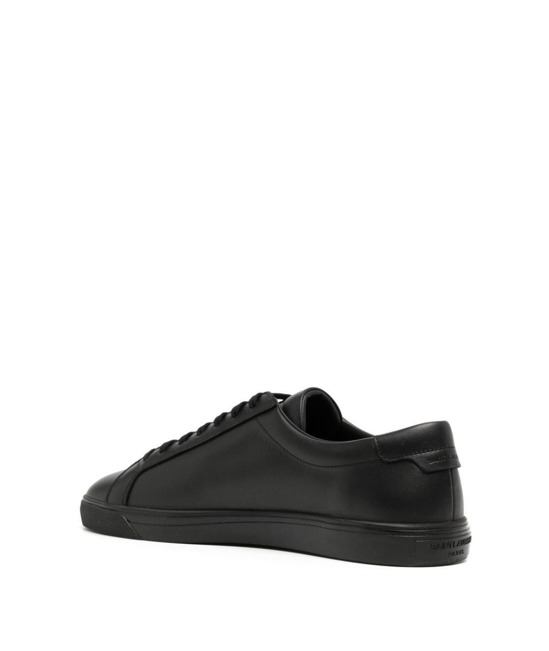 SAINT LAURENT Черные кожаные низкие кроссовки / кеды, фото 4