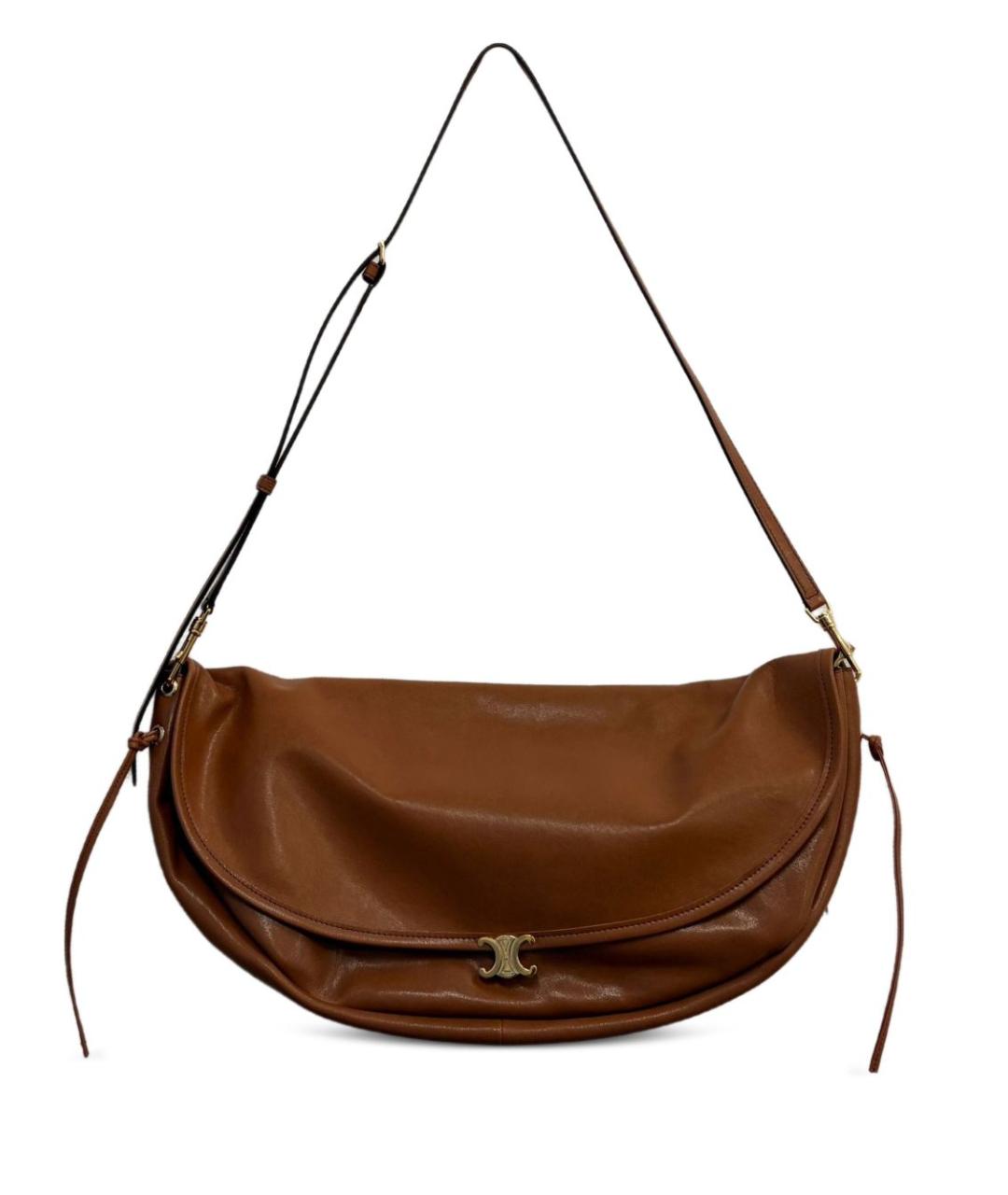CELINE Коричневая кожаная сумка через плечо, фото 1