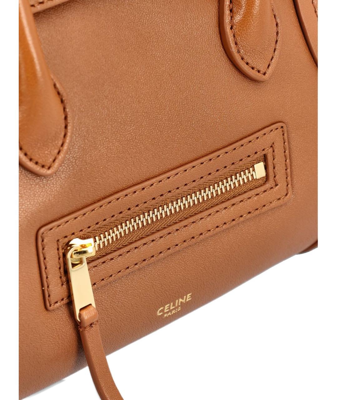 CELINE Коричневая кожаная сумка через плечо, фото 3