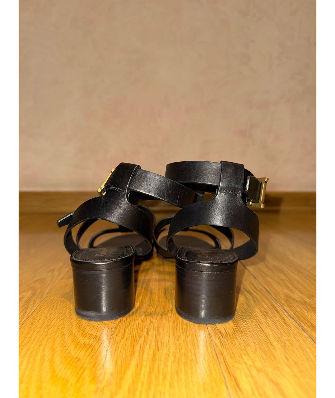 CHRISTIAN DIOR Черные кожаные босоножки, фото 4