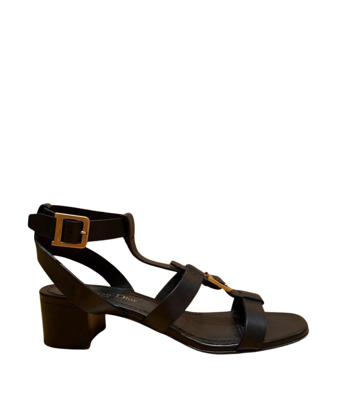 CHRISTIAN DIOR Черные кожаные босоножки, фото 1