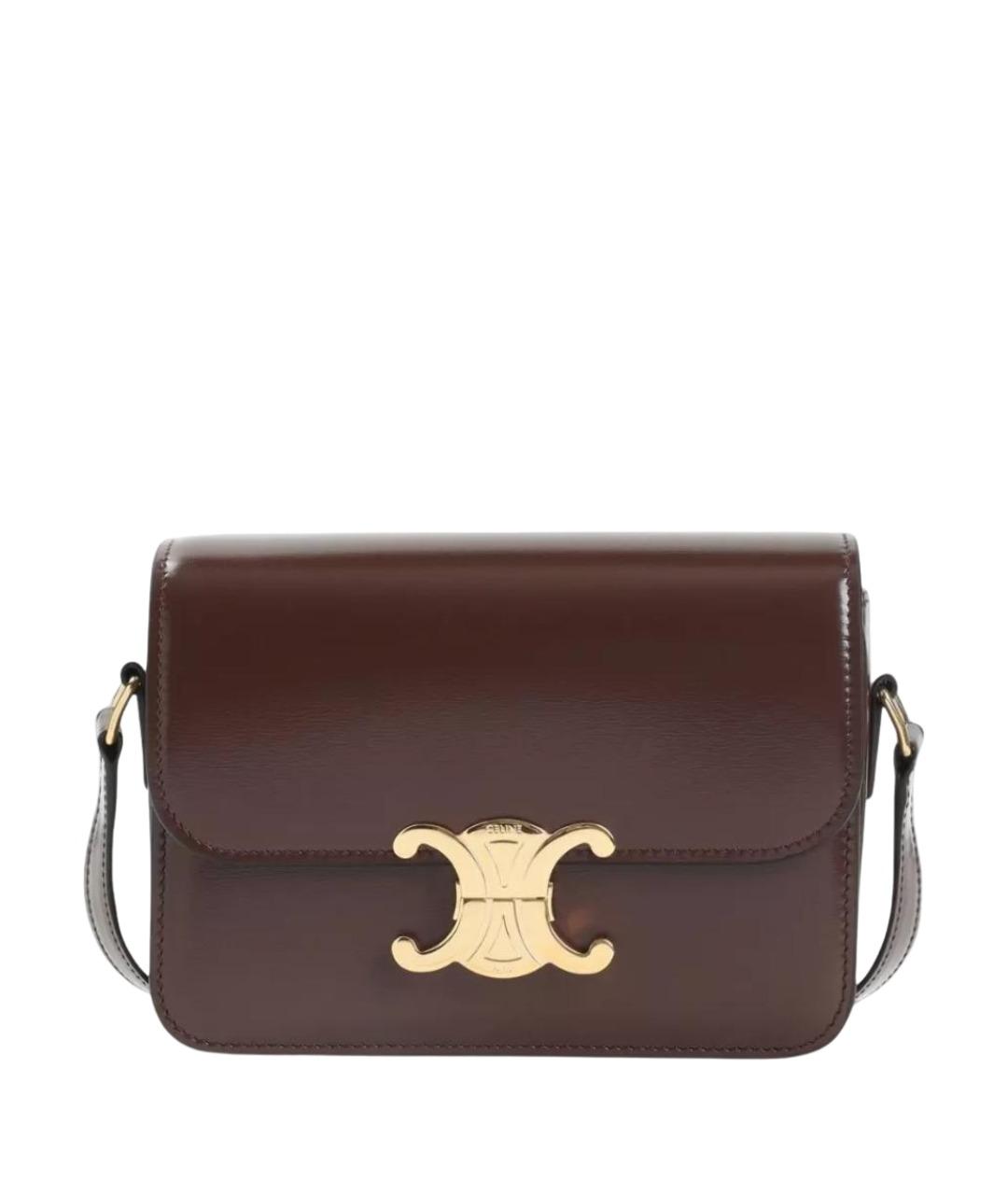 CELINE Коричневая кожаная сумка через плечо, фото 1