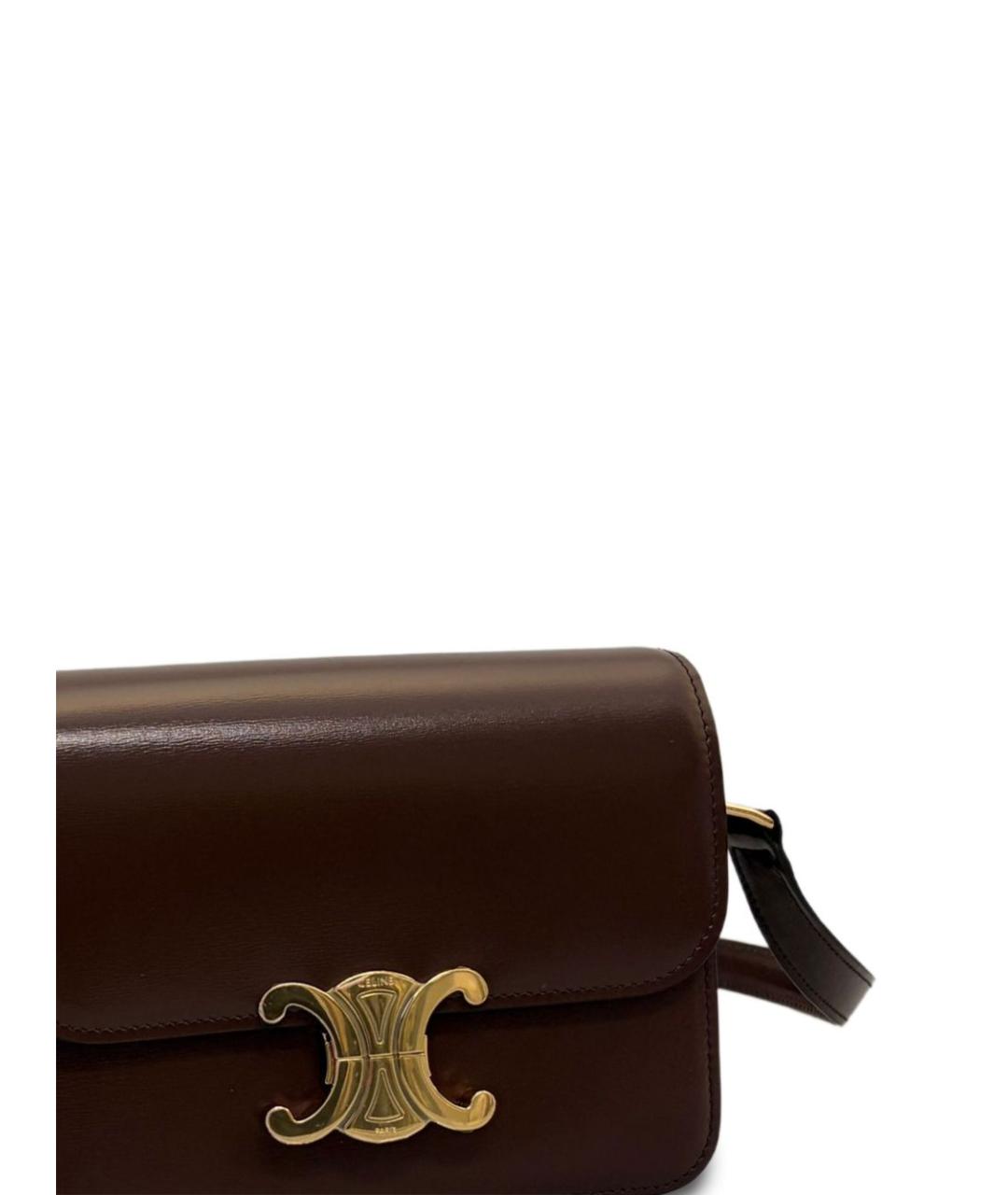 CELINE Коричневая кожаная сумка через плечо, фото 3