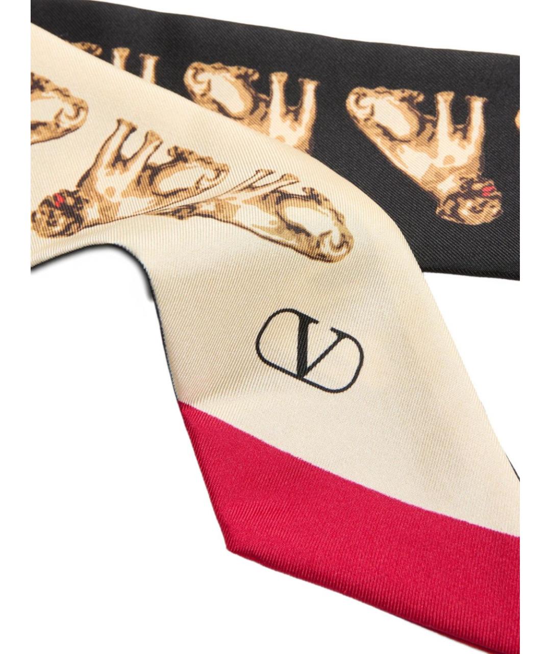 VALENTINO Черный шелковый шарф, фото 2