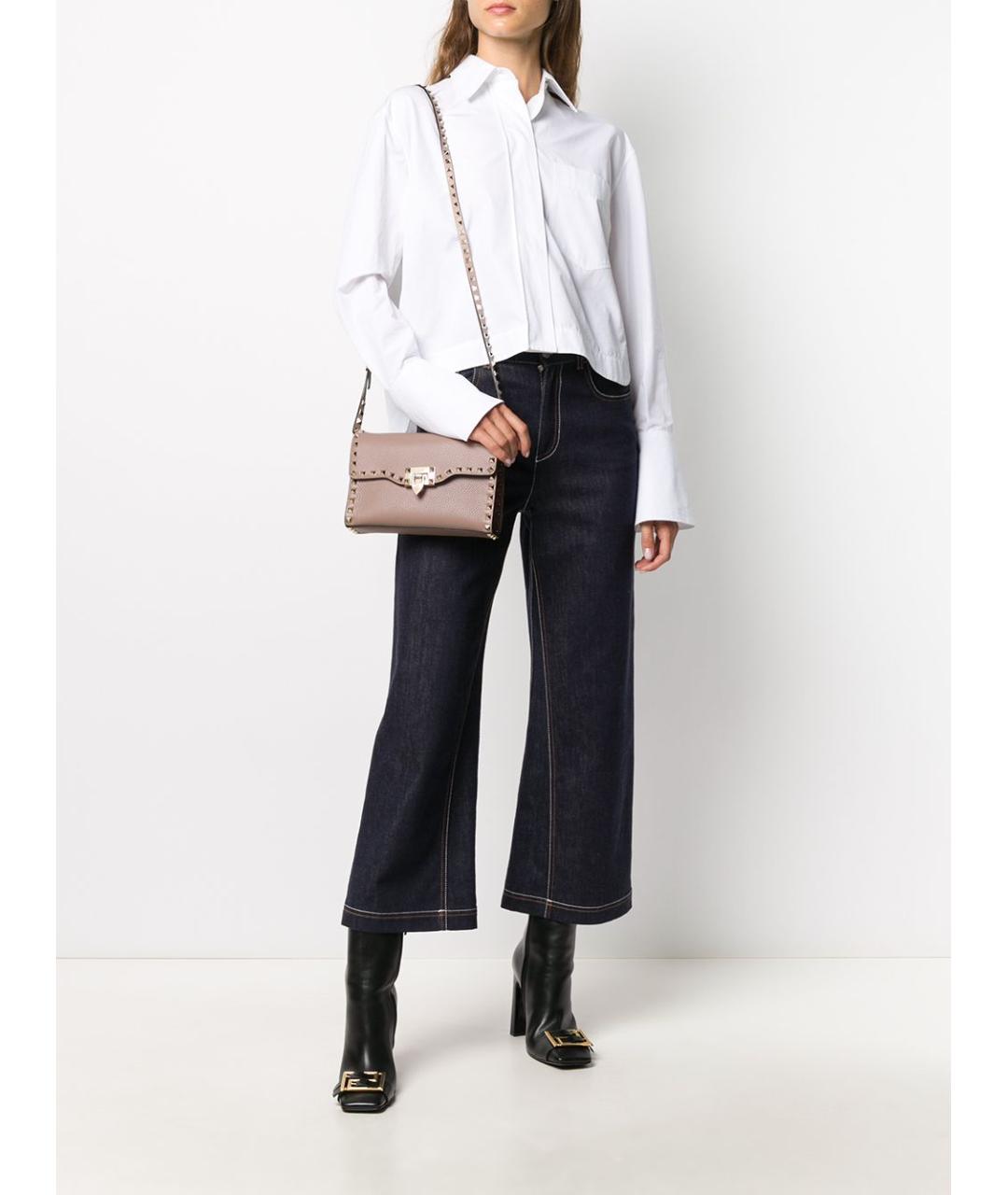 VALENTINO Бежевая кожаная сумка через плечо, фото 5