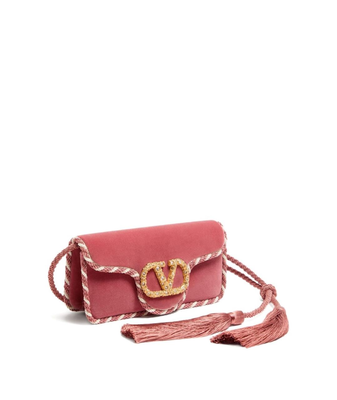 VALENTINO Розовая бархатная сумка через плечо, фото 4