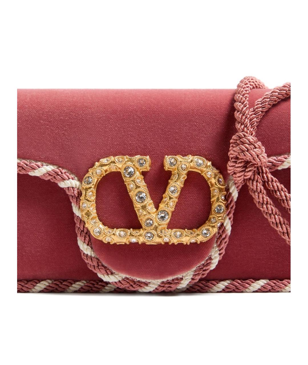 VALENTINO Розовая бархатная сумка через плечо, фото 5