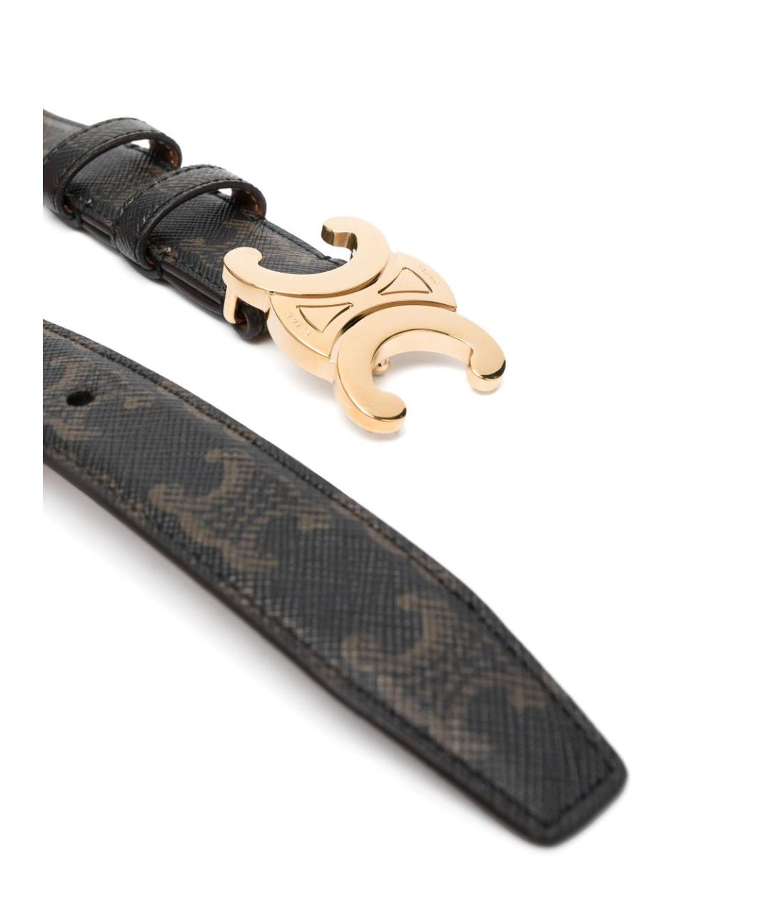 CELINE Коричневый кожаный ремень, фото 2