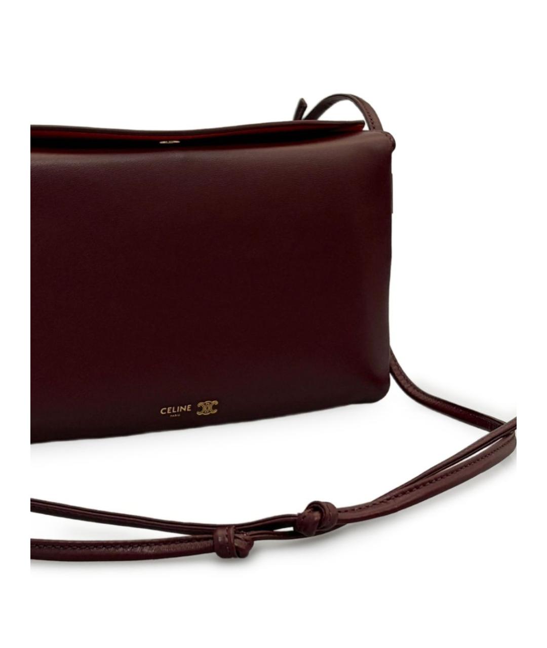 CELINE Бордовая кожаная сумка через плечо, фото 2