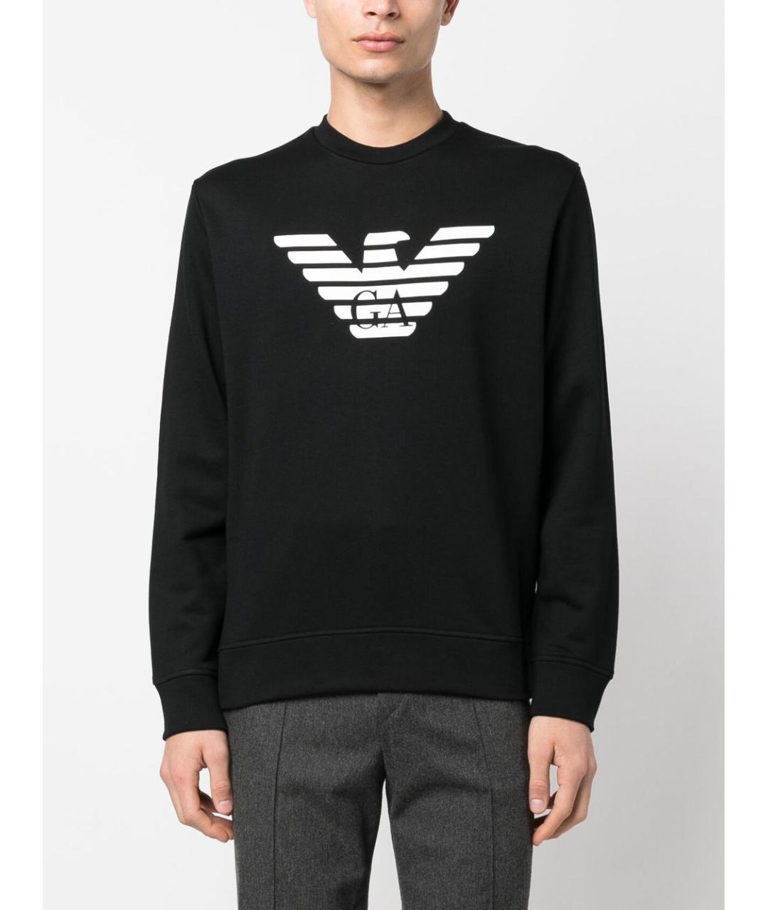 EMPORIO ARMANI Черный хлопковый джемпер / свитер, фото 5