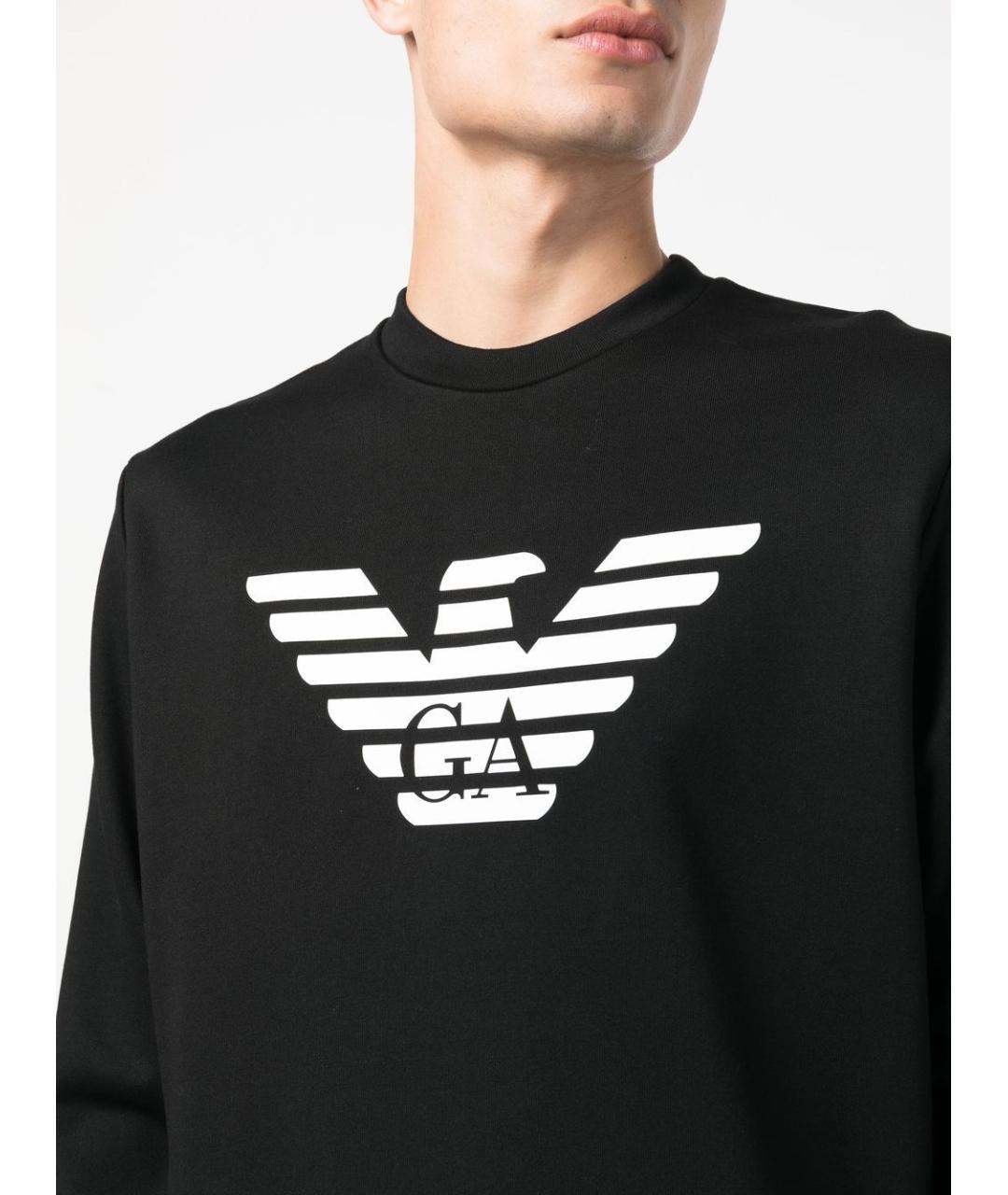 EMPORIO ARMANI Черный хлопковый джемпер / свитер, фото 3