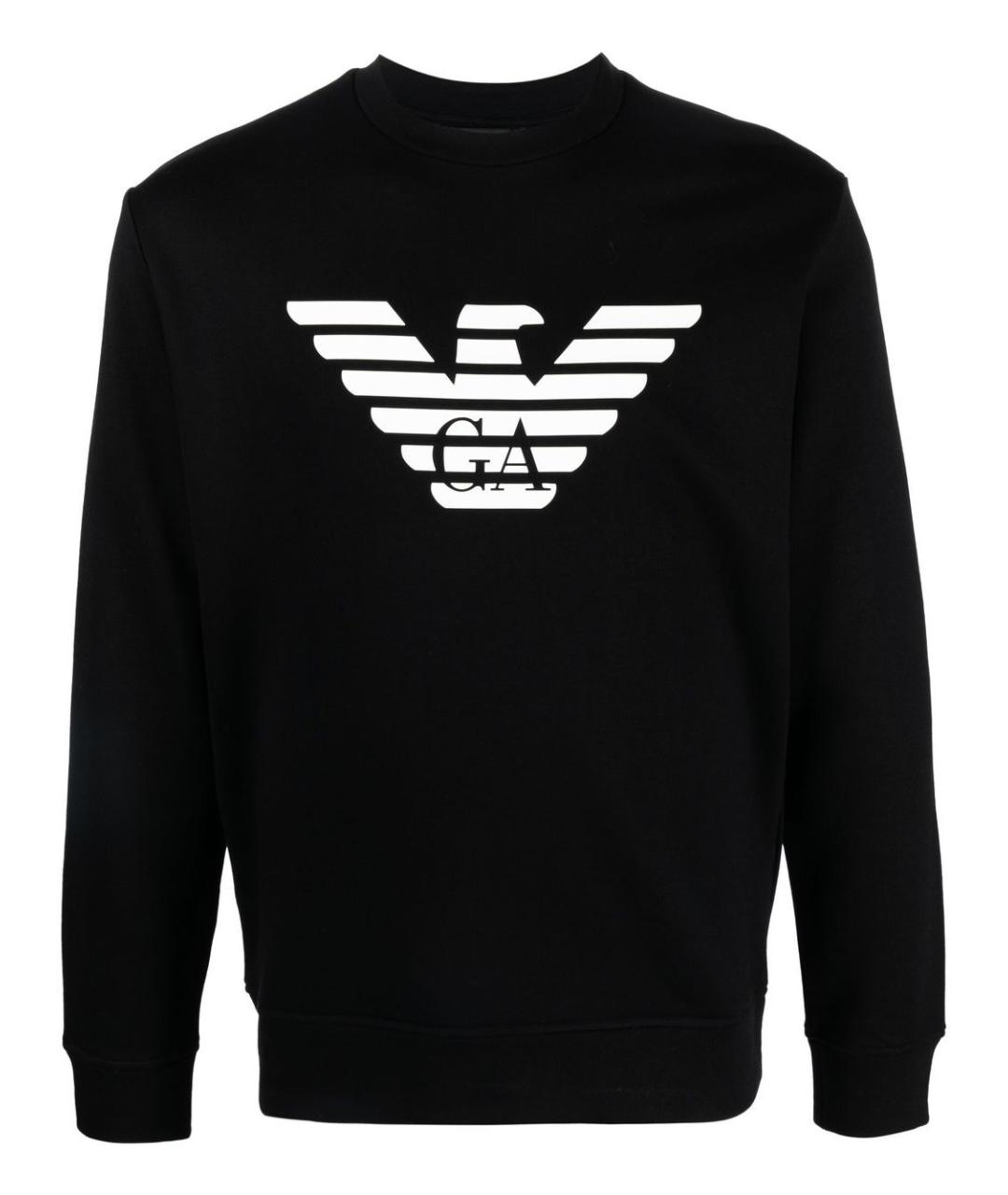 EMPORIO ARMANI Черный хлопковый джемпер / свитер, фото 1