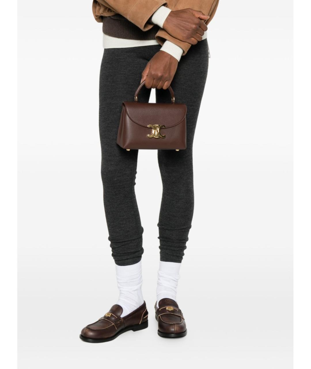 CELINE Коричневая кожаная сумка тоут, фото 2