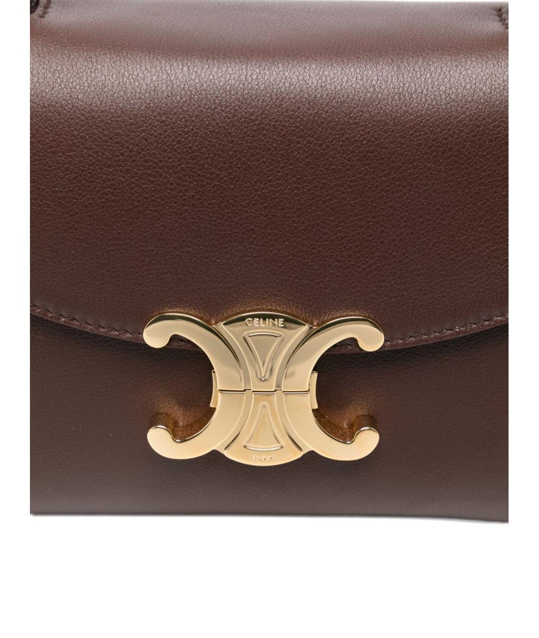 CELINE Коричневая кожаная сумка тоут, фото 4