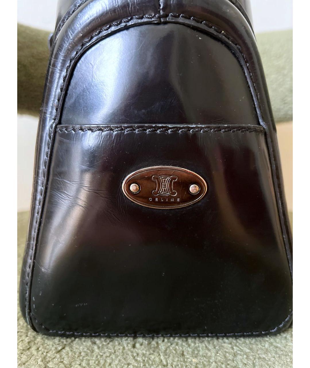 CELINE Черная сумка с короткими ручками из лакированной кожи, фото 5
