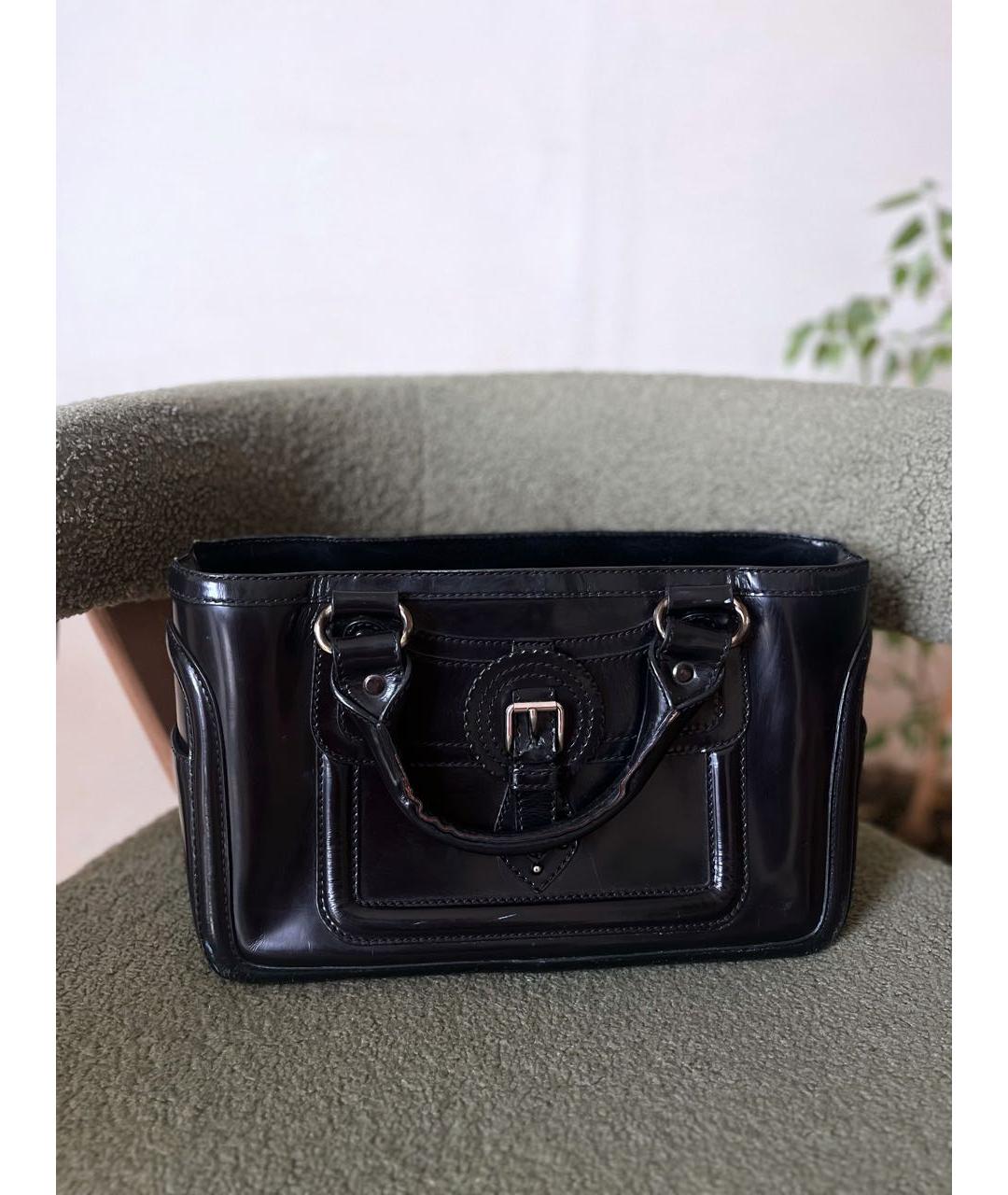 CELINE Черная сумка с короткими ручками из лакированной кожи, фото 2