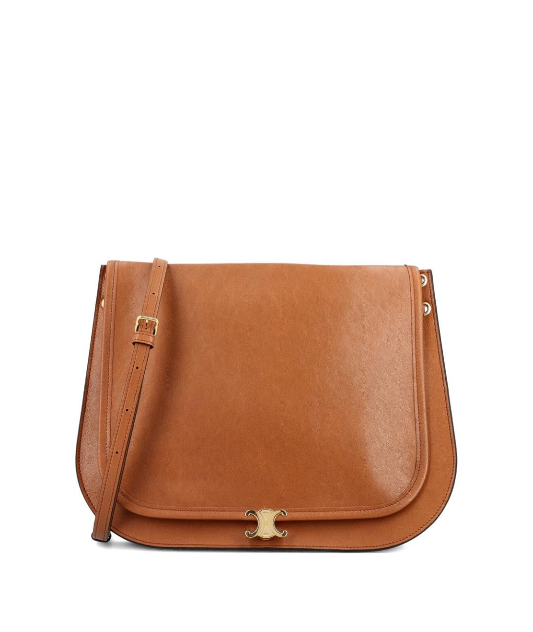CELINE Коричневая кожаная сумка через плечо, фото 1
