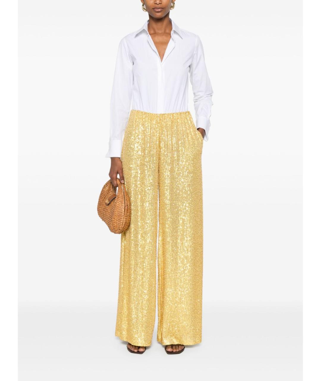 NORMA KAMALI Желтые полиэстеровые прямые брюки, фото 2