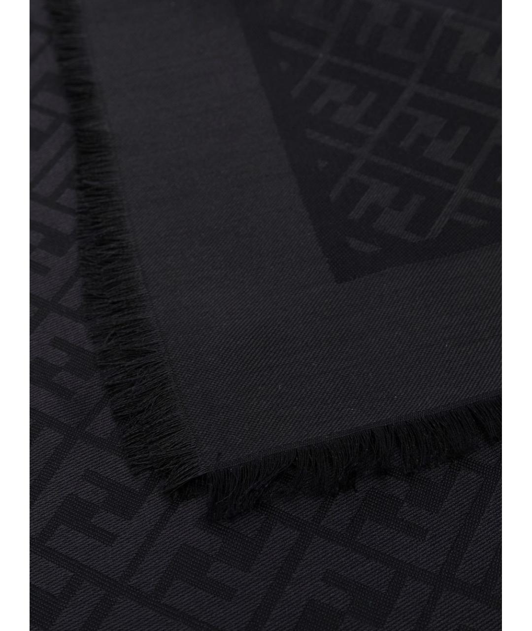 FENDI Черный шелковый шарф, фото 3