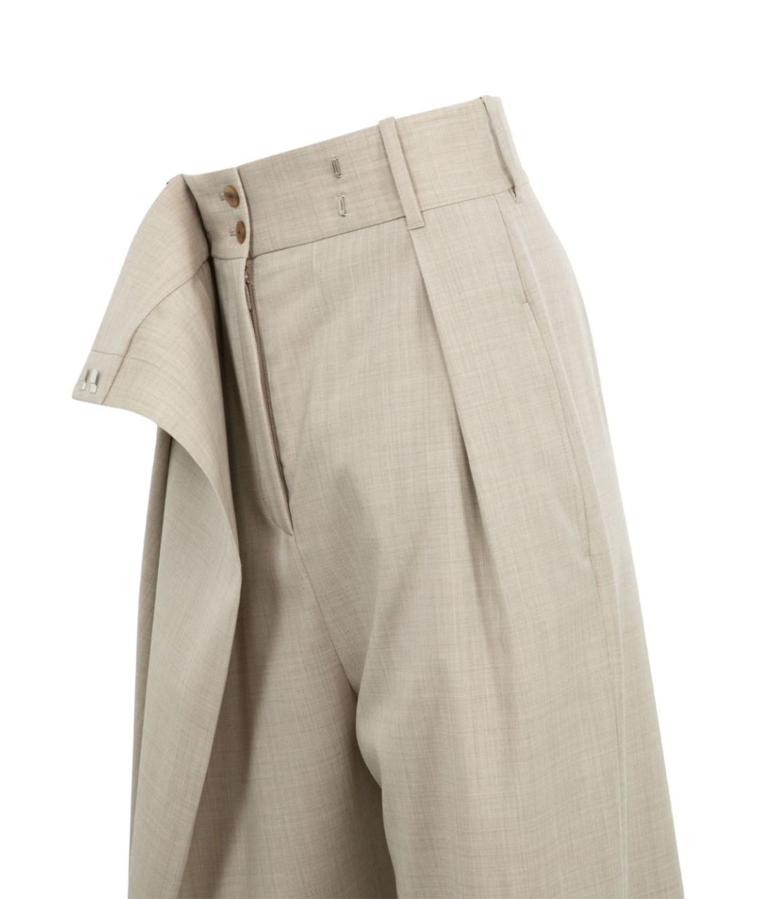 LOEWE Бежевые шерстяные прямые брюки, фото 4