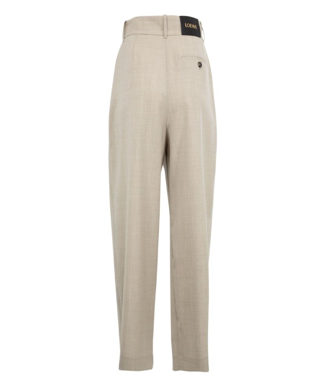 LOEWE Бежевые шерстяные прямые брюки, фото 2