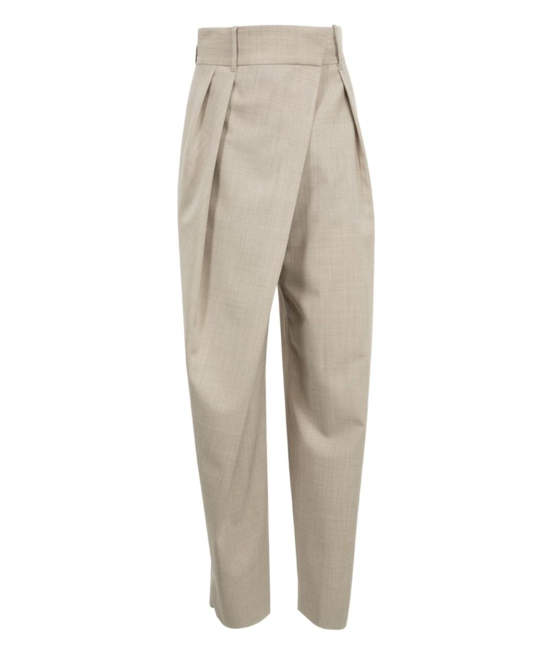 LOEWE Бежевые шерстяные прямые брюки, фото 1