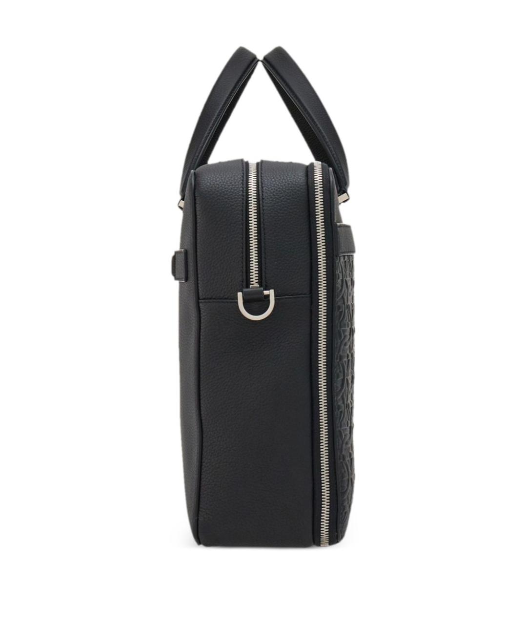 FERRAGAMO Черный кожаный портфель, фото 3