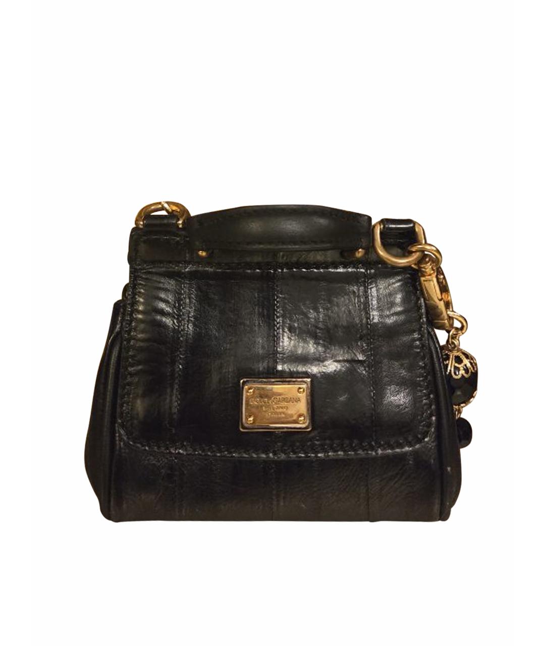 DOLCE&GABBANA Черная кожаная сумка через плечо, фото 1