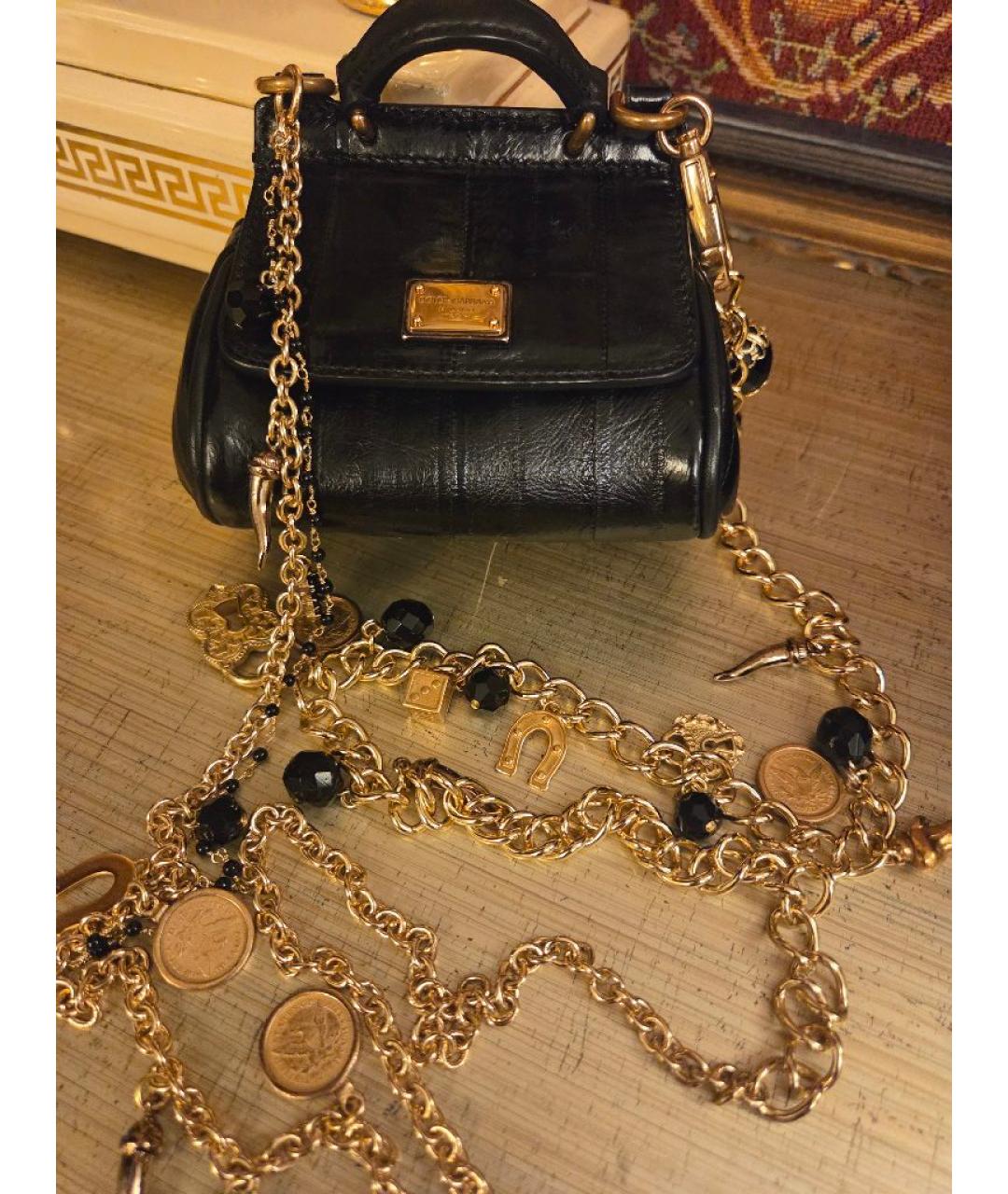 DOLCE&GABBANA Черная кожаная сумка через плечо, фото 2