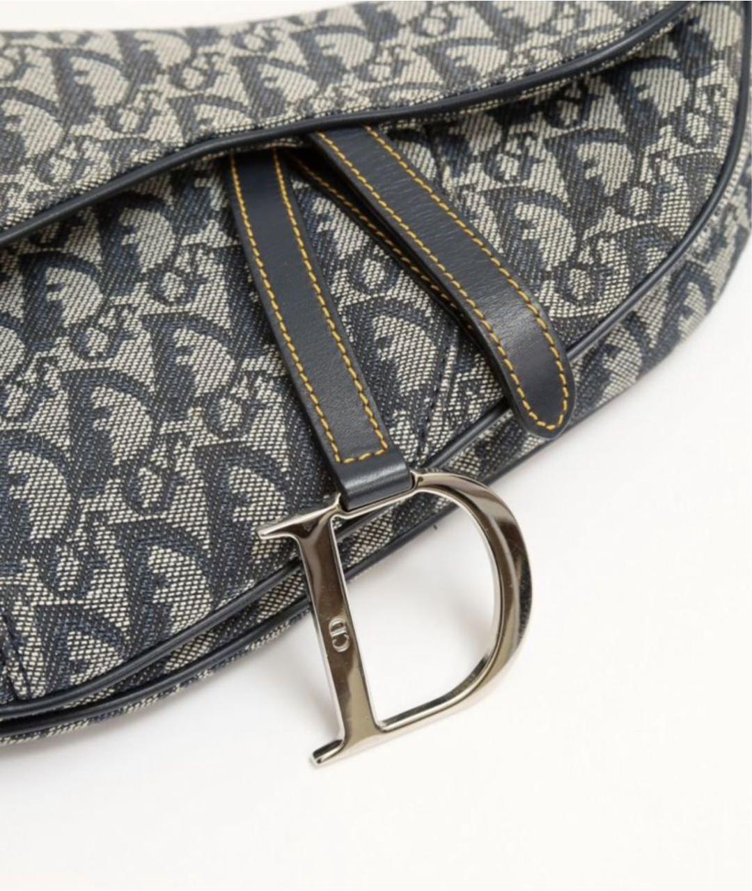 CHRISTIAN DIOR Темно-синяя тканевая сумка с короткими ручками, фото 7