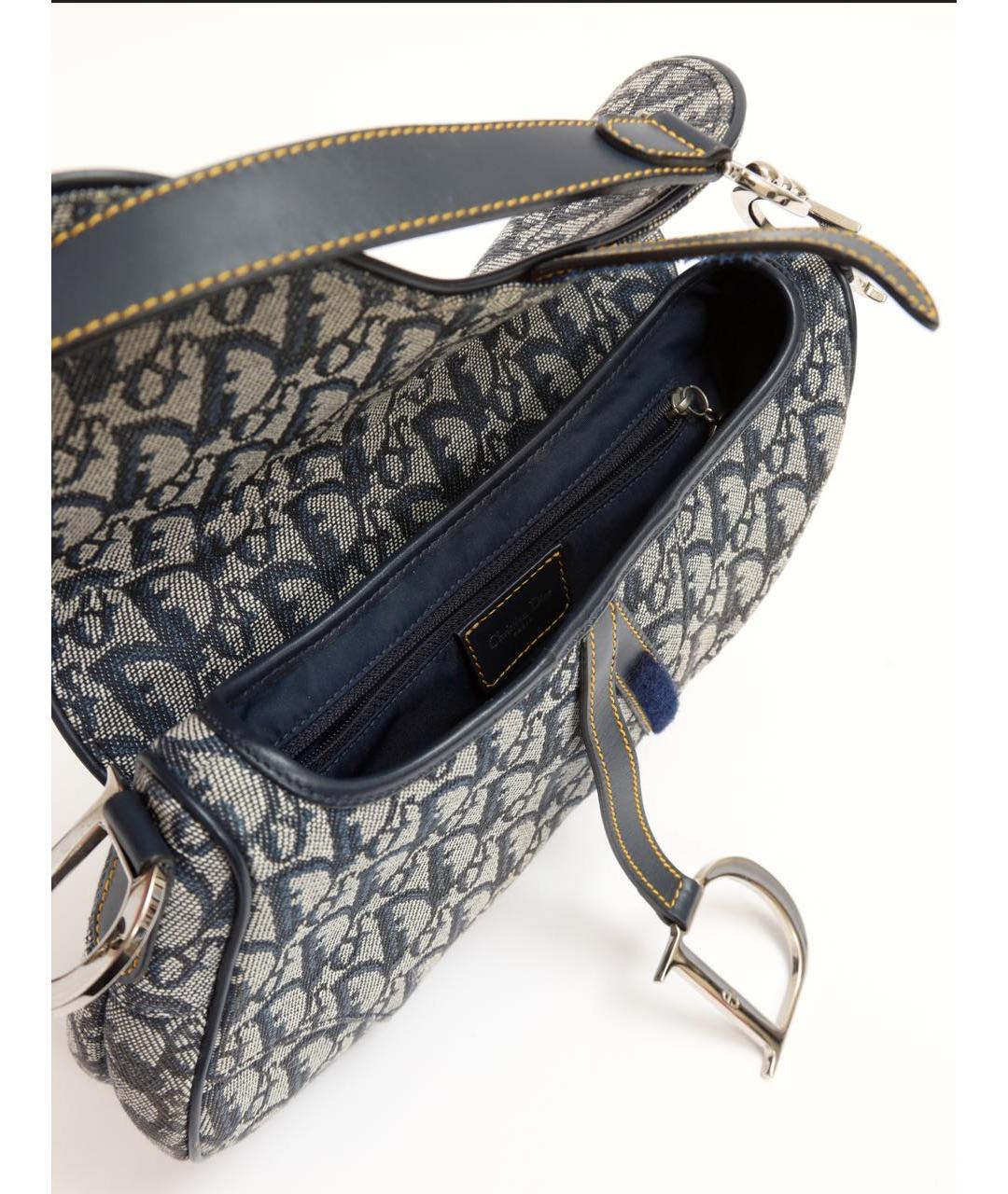 CHRISTIAN DIOR Темно-синяя тканевая сумка с короткими ручками, фото 2