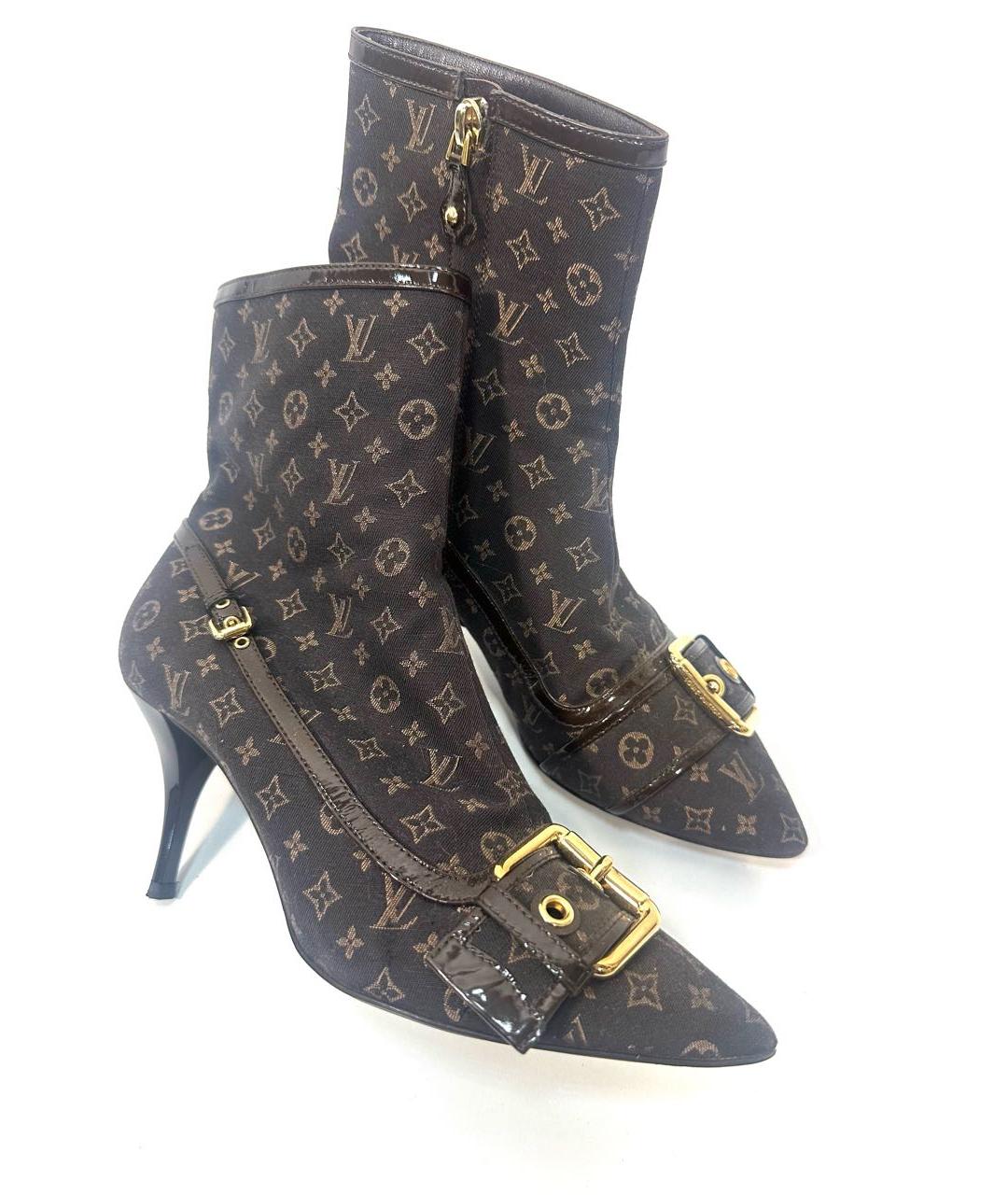 LOUIS VUITTON Коричневые текстильные полусапоги, фото 7