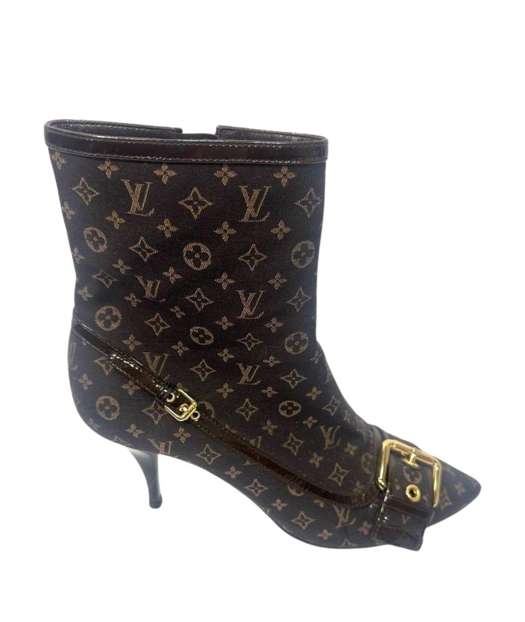 LOUIS VUITTON Коричневые текстильные полусапоги, фото 1