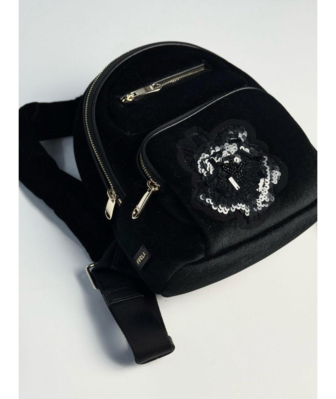 FURLA Черный бархатный рюкзак, фото 5