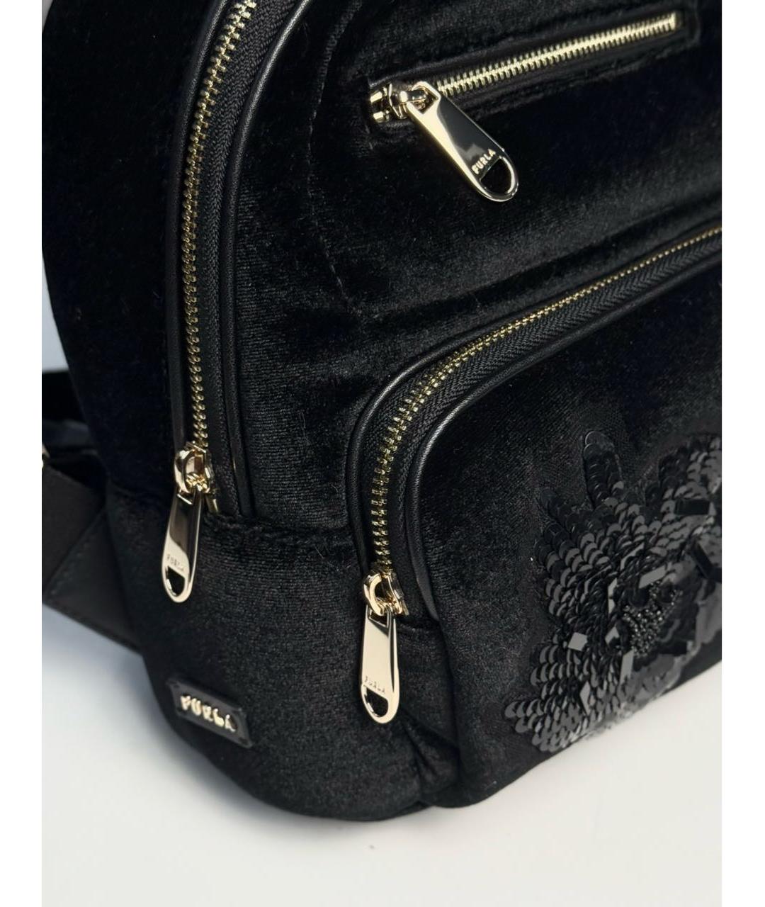 FURLA Черный бархатный рюкзак, фото 3