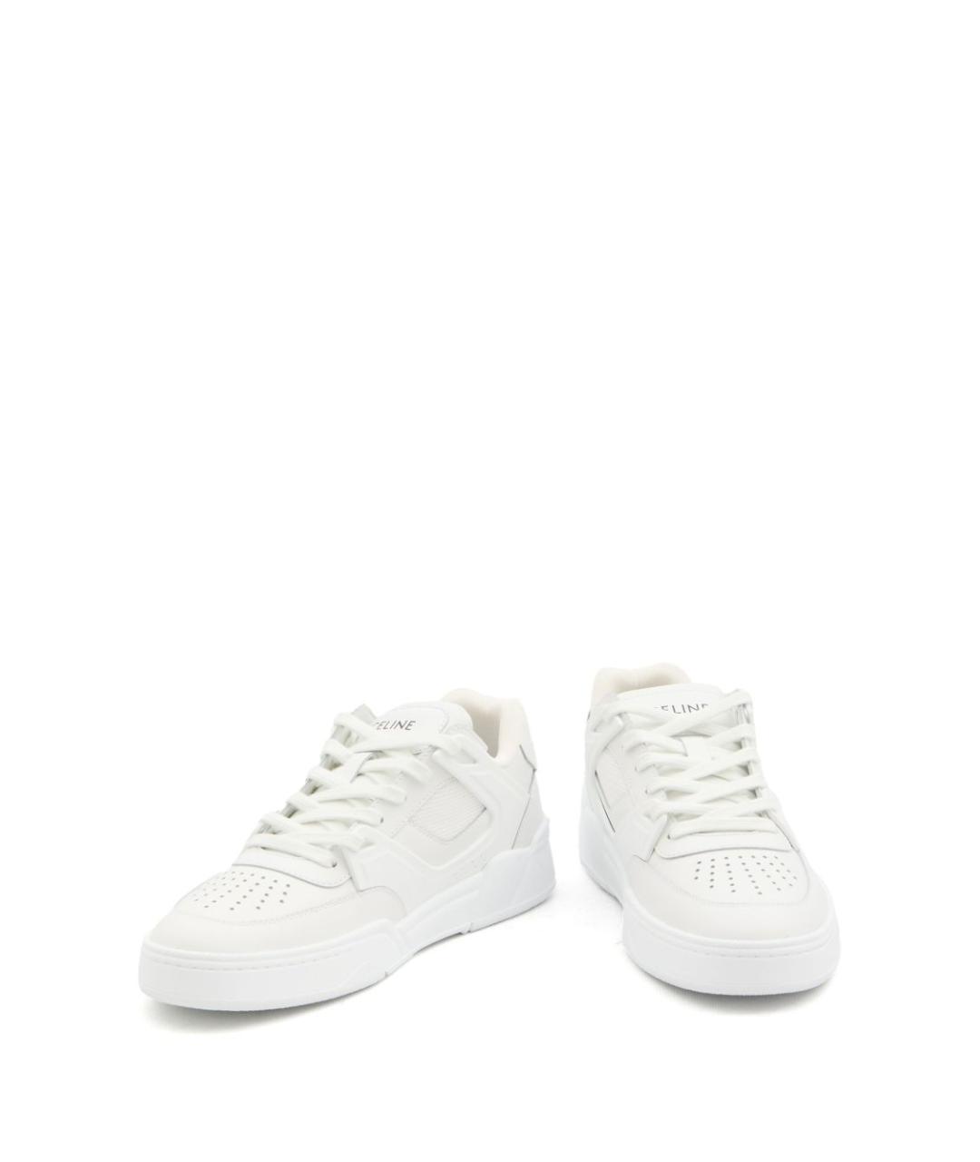 CELINE Белые кожаные низкие кроссовки / кеды, фото 3