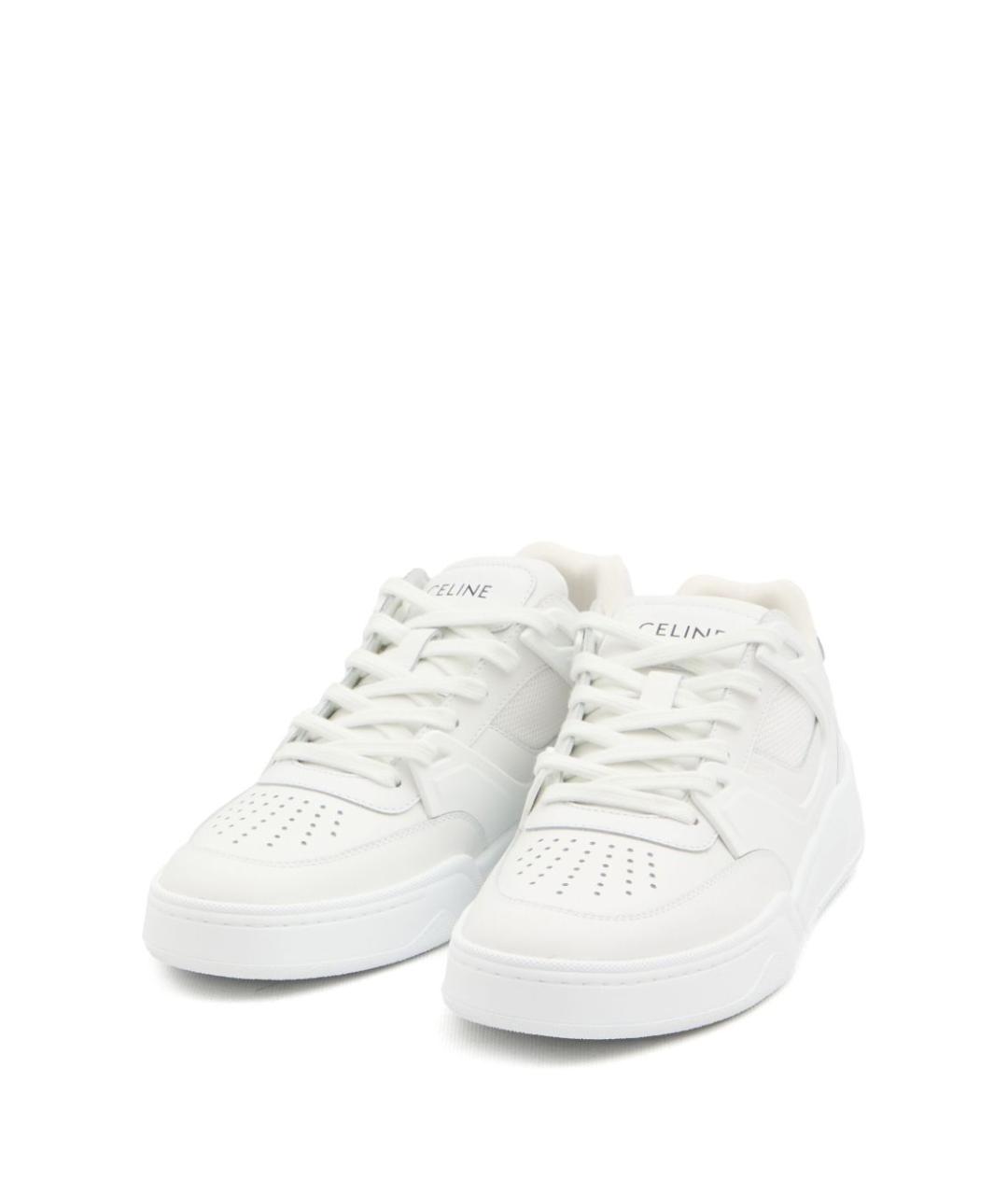 CELINE Белые кожаные низкие кроссовки / кеды, фото 4