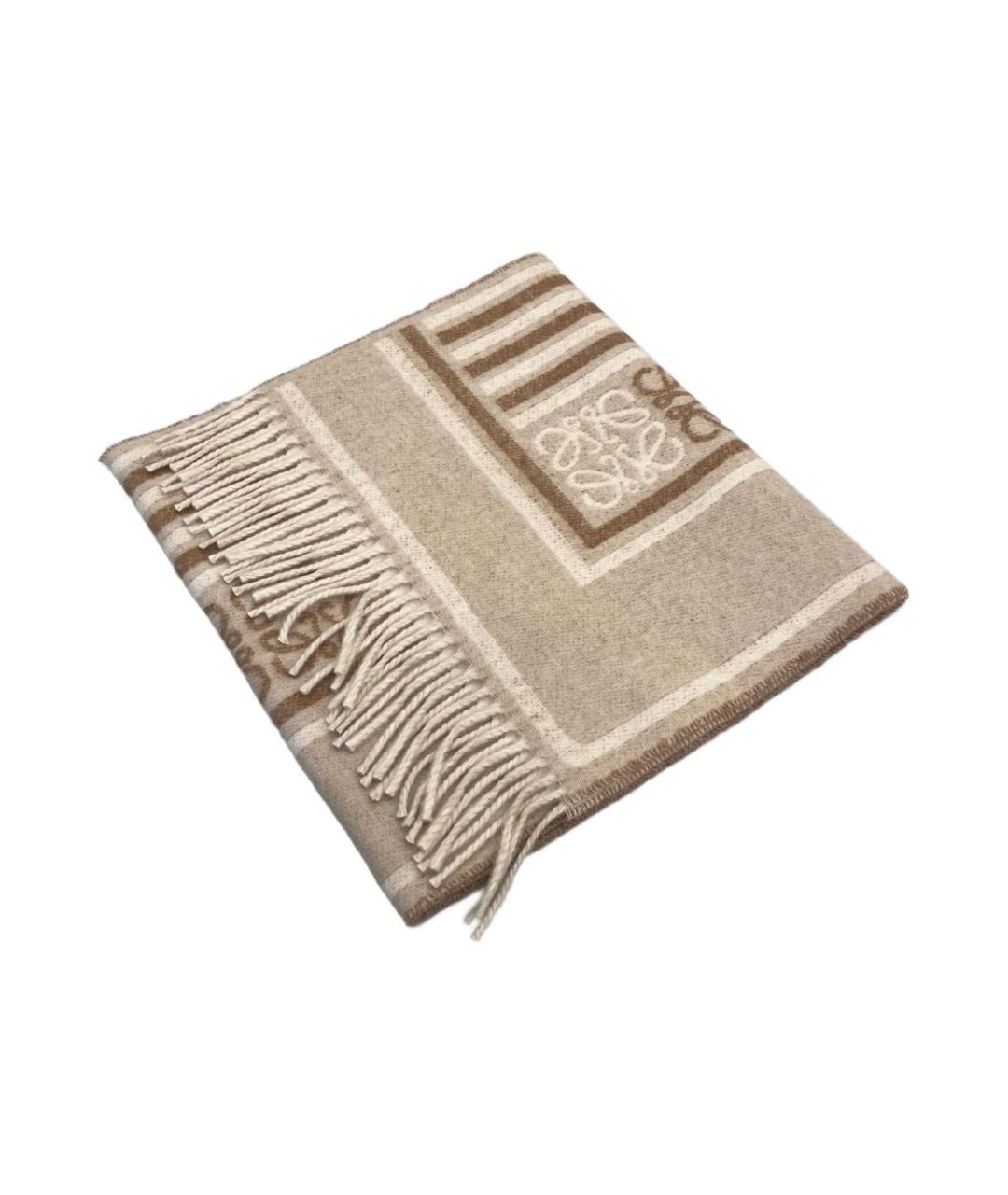 LOEWE Бежевый кашемировый шарф, фото 1