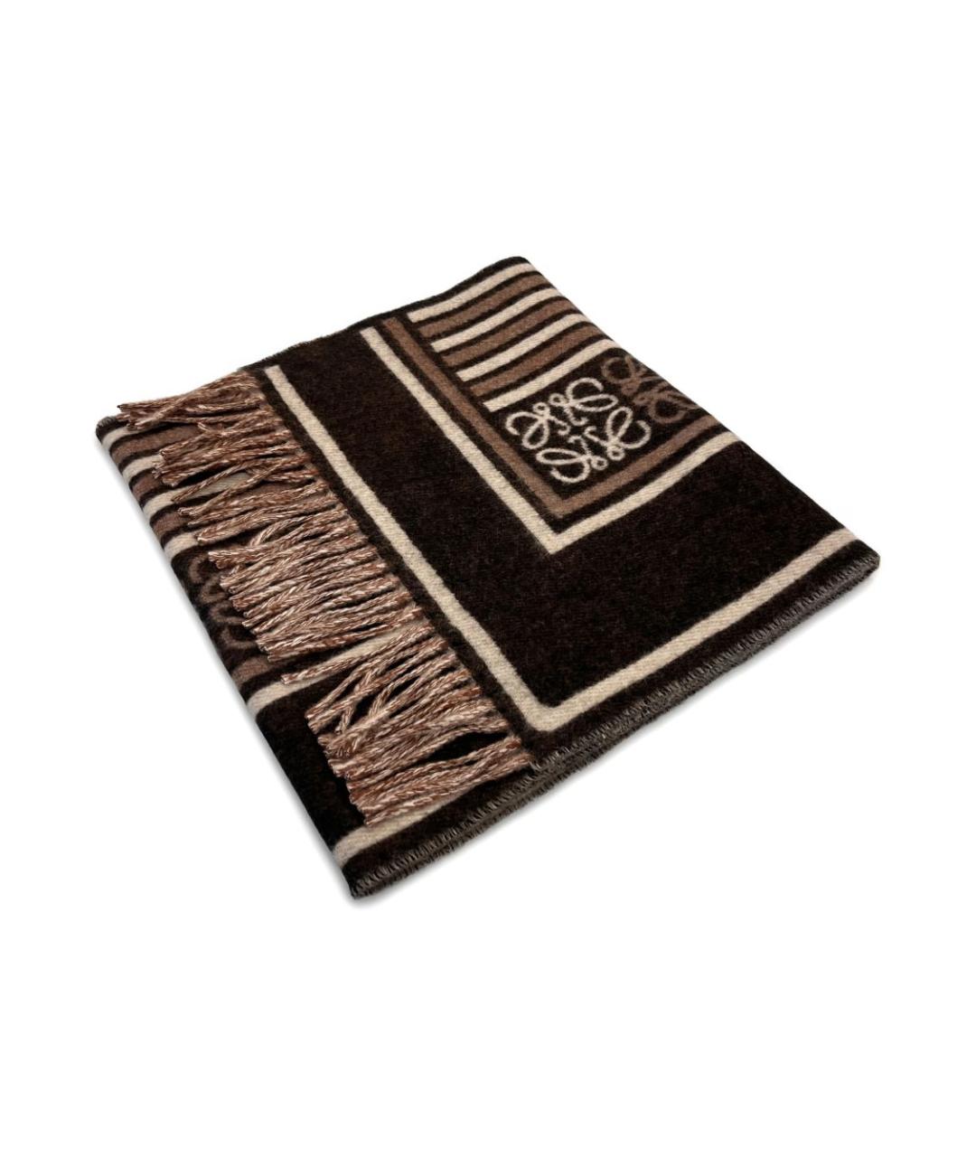 LOEWE Коричневый кашемировый шарф, фото 1