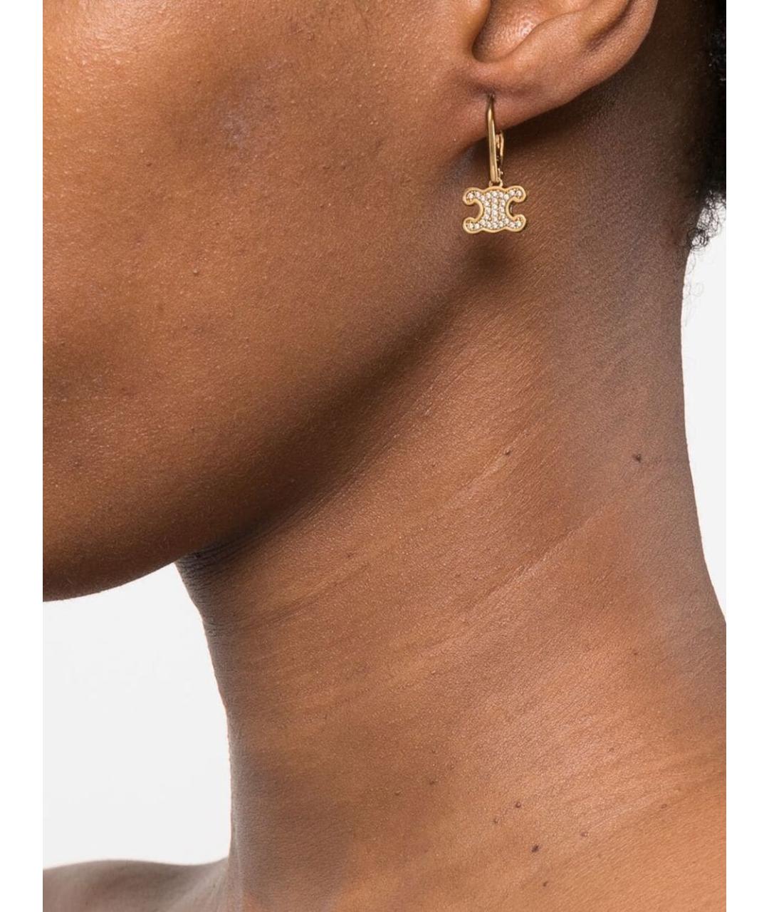 CELINE Золотые металлические серьги, фото 2