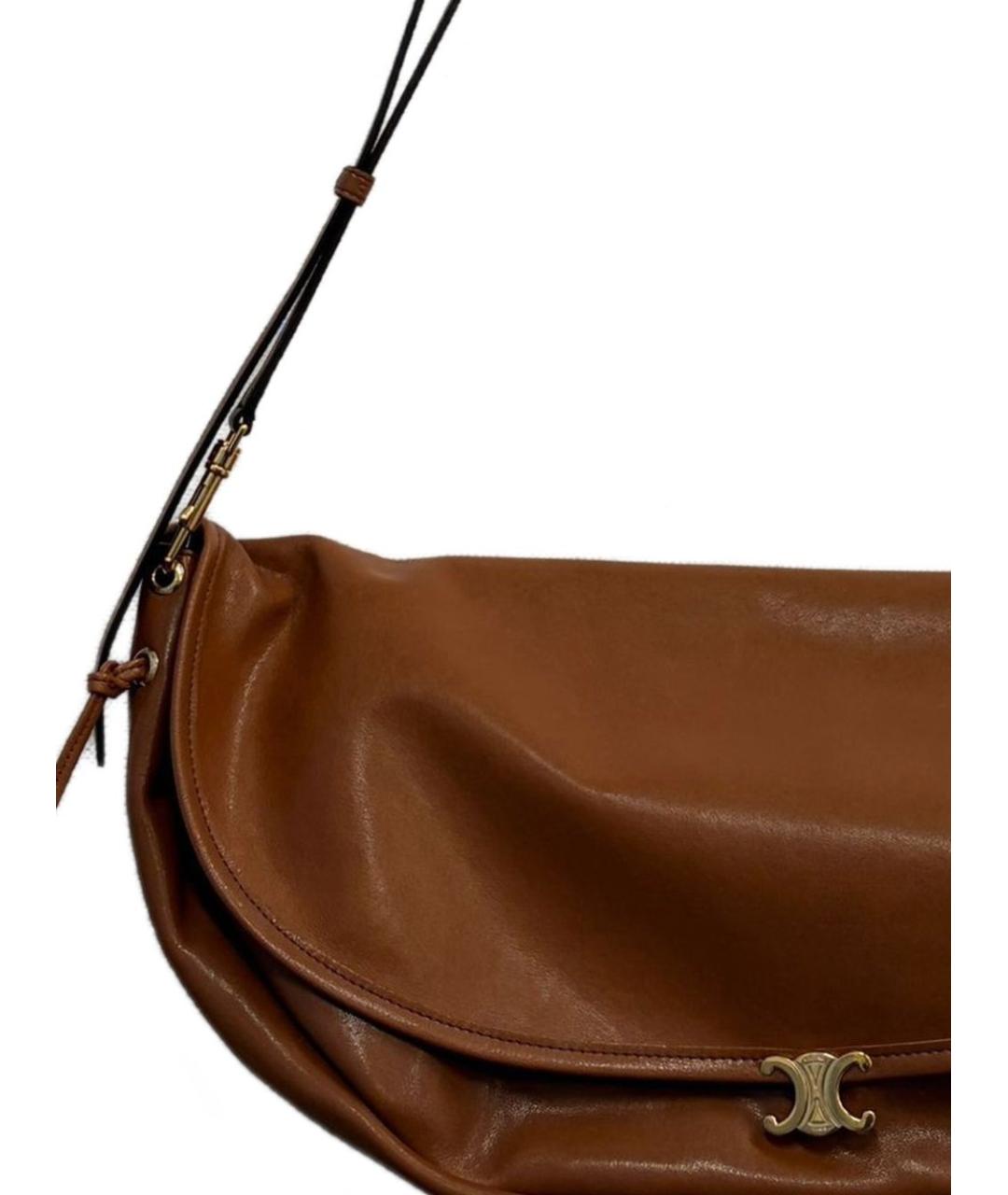 CELINE Коричневая кожаная сумка через плечо, фото 2