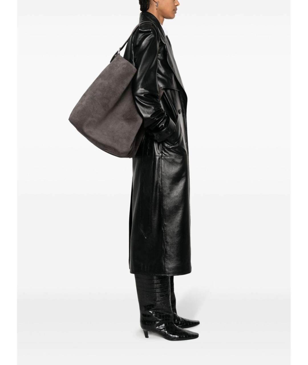 TOTEME Серая замшевая сумка тоут, фото 5