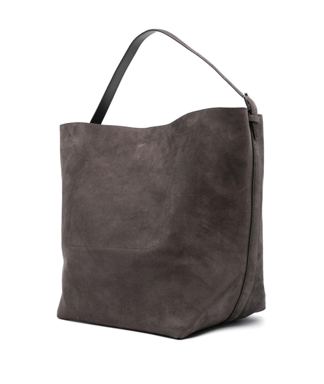 TOTEME Серая замшевая сумка тоут, фото 4