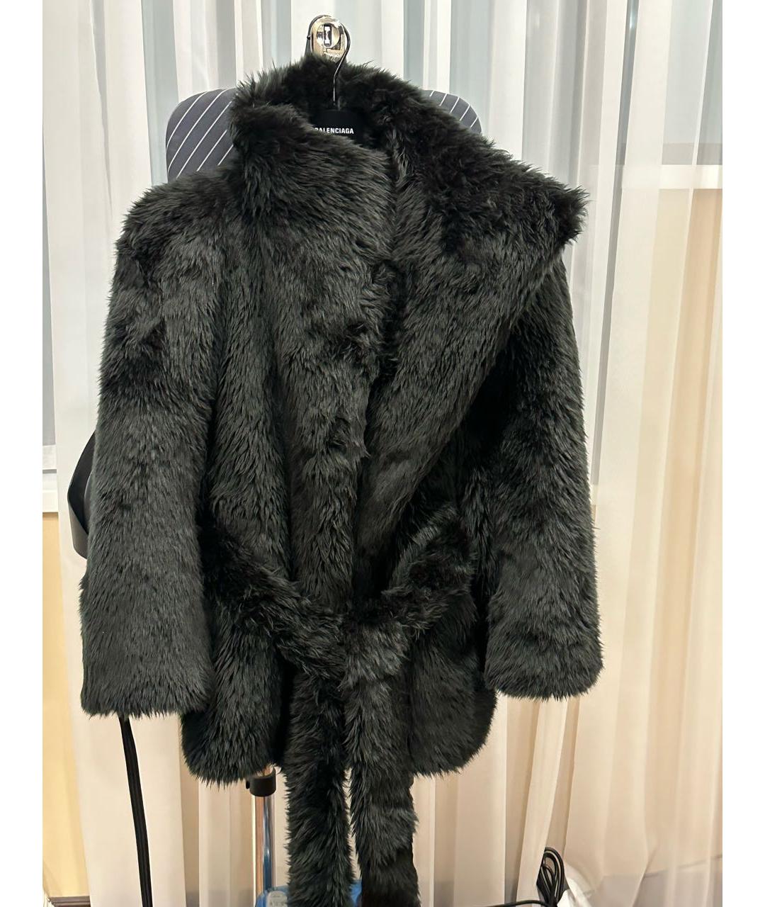 BALENCIAGA Черная полиэстеровая шуба, фото 5