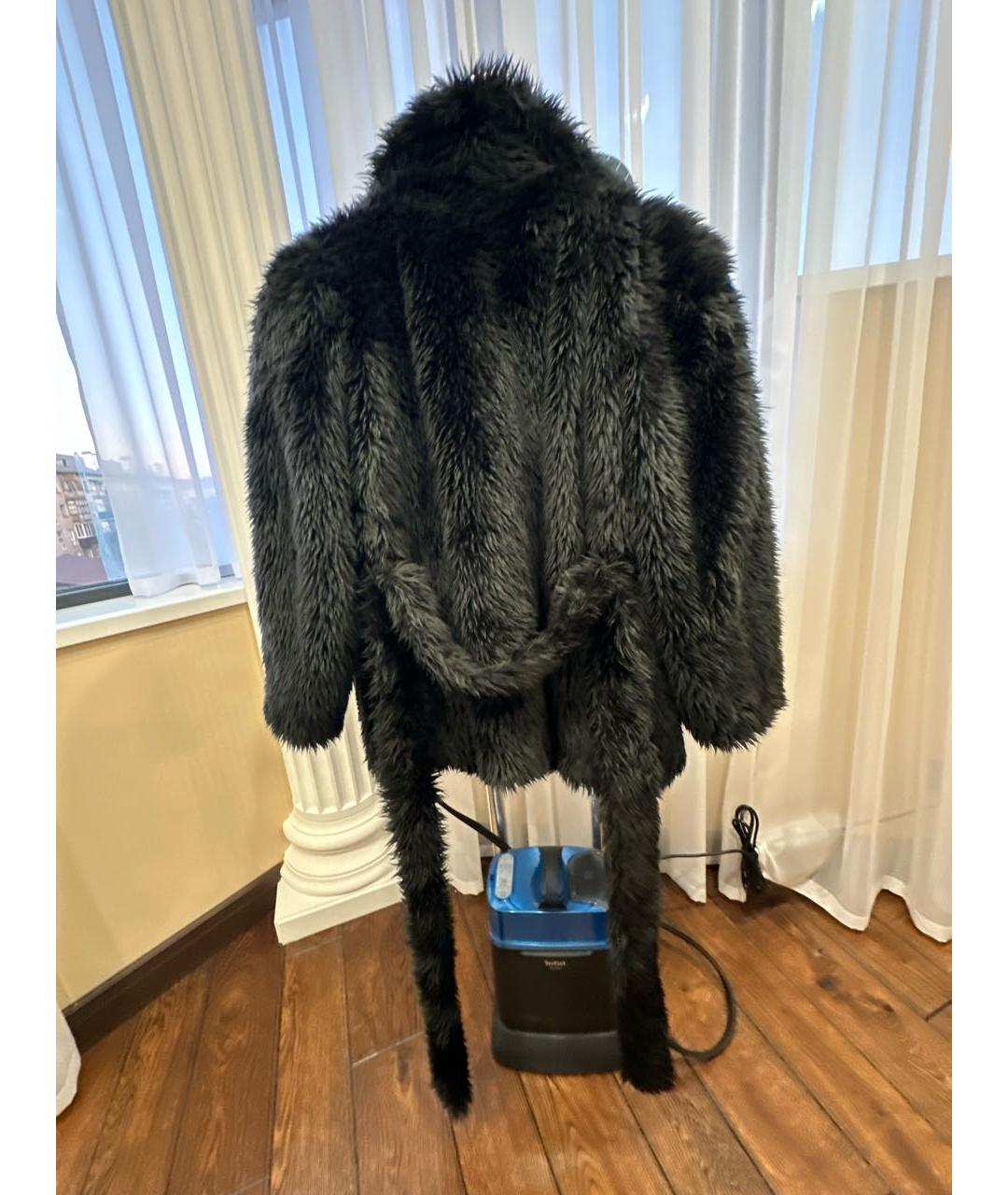 BALENCIAGA Черная полиэстеровая шуба, фото 2