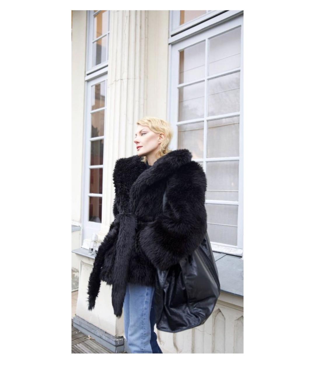 BALENCIAGA Черная полиэстеровая шуба, фото 3