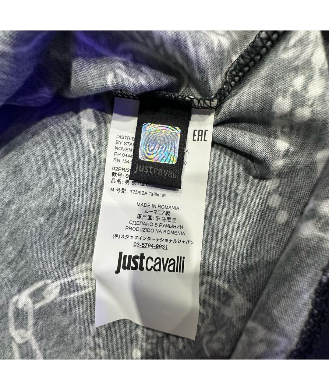 JUST CAVALLI Черная хлопковая футболка, фото 5