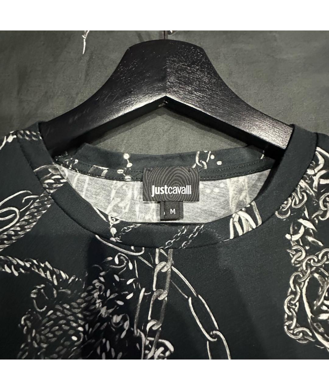 JUST CAVALLI Черная хлопковая футболка, фото 3